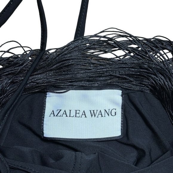 Azalea Wang Black Fringe Halter Mini Dress US M - Picture 8 of 11